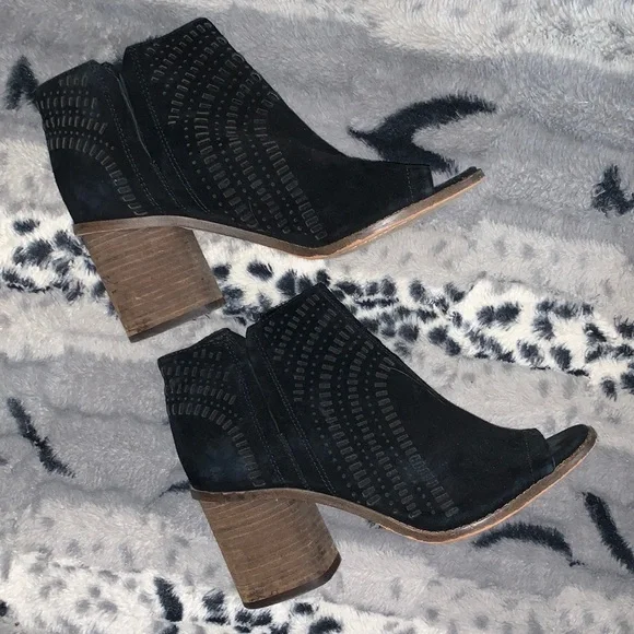 Vince Camuto Suede Open Toe Ankle Boots — 9 - Picture 1 of 13